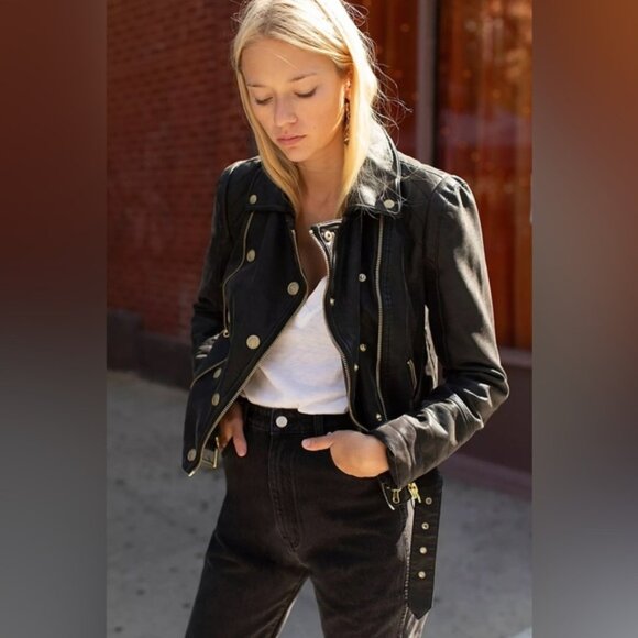 🎀 NEW FREE PEOPLE faux leather Melrose Vegan Moto Jacket medium - Picture 2 of 16